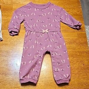 Purple Butterfly Print Baby Onesie